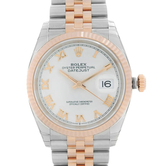 Up Close Front Facing Picture Of Rolex 126231WRJ Stainless Steel Watch New Condition
