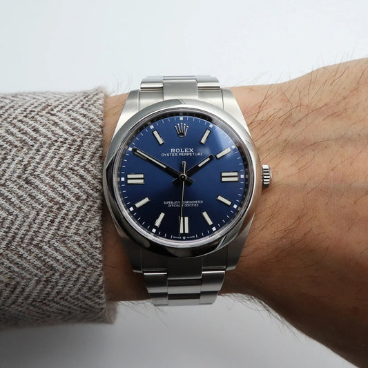 Front Full View Of Rolex 124300 Stainless Steel Watch Pre Owned Condition Excellent