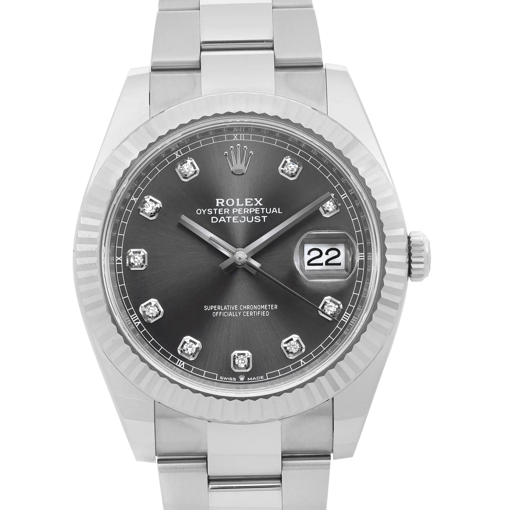 Up Close Front Facing Picture Of Rolex 126334 Stainless Steel Watch New Condition