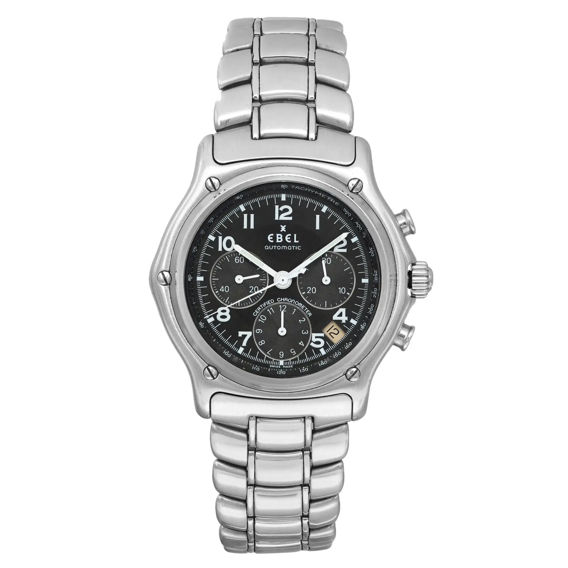 Front Full View Of EBEL 9137240 Stainless Steel Watch Pre Owned Condition