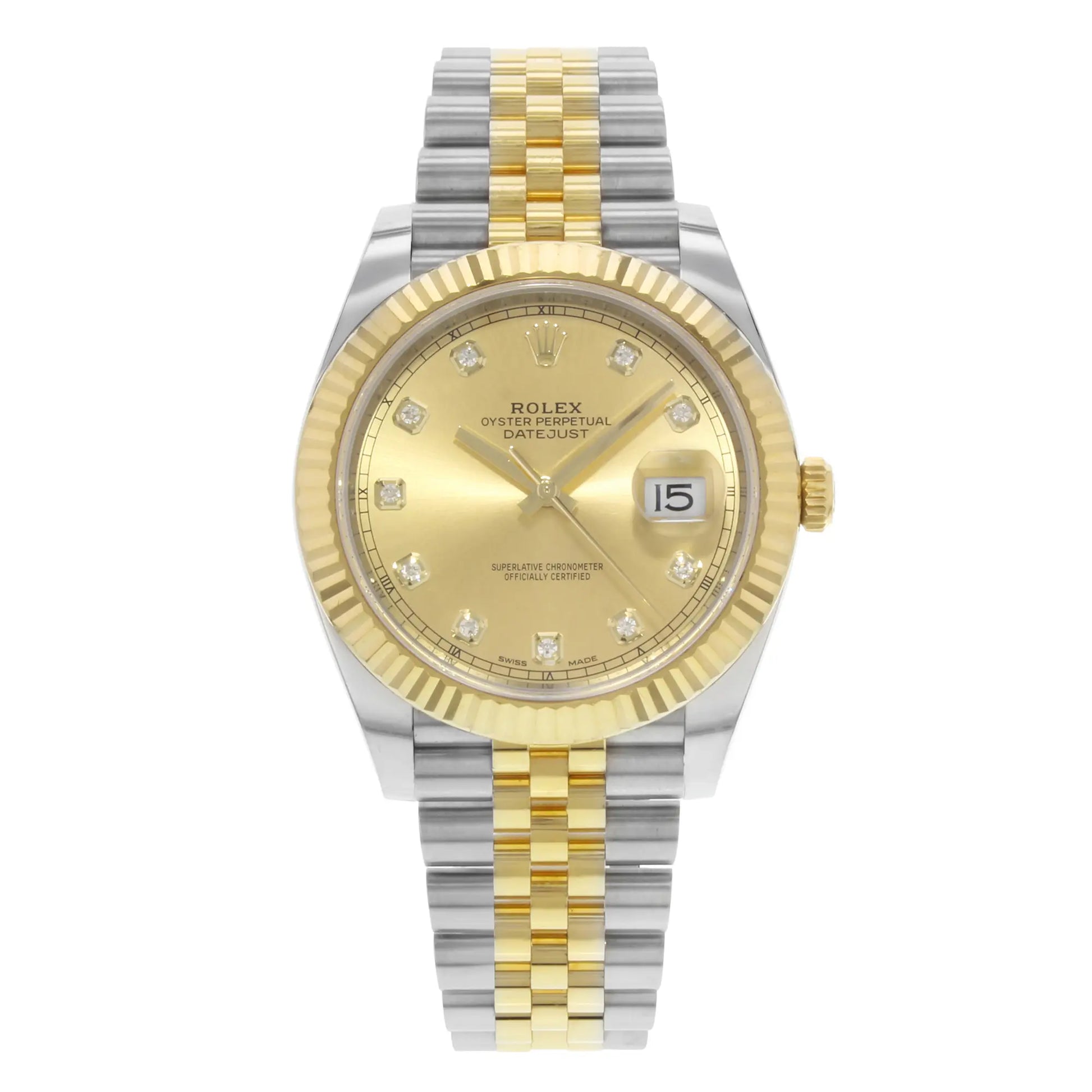Front Full View Of Rolex 126333 Stainless Steel Watch Pre Owned Condition