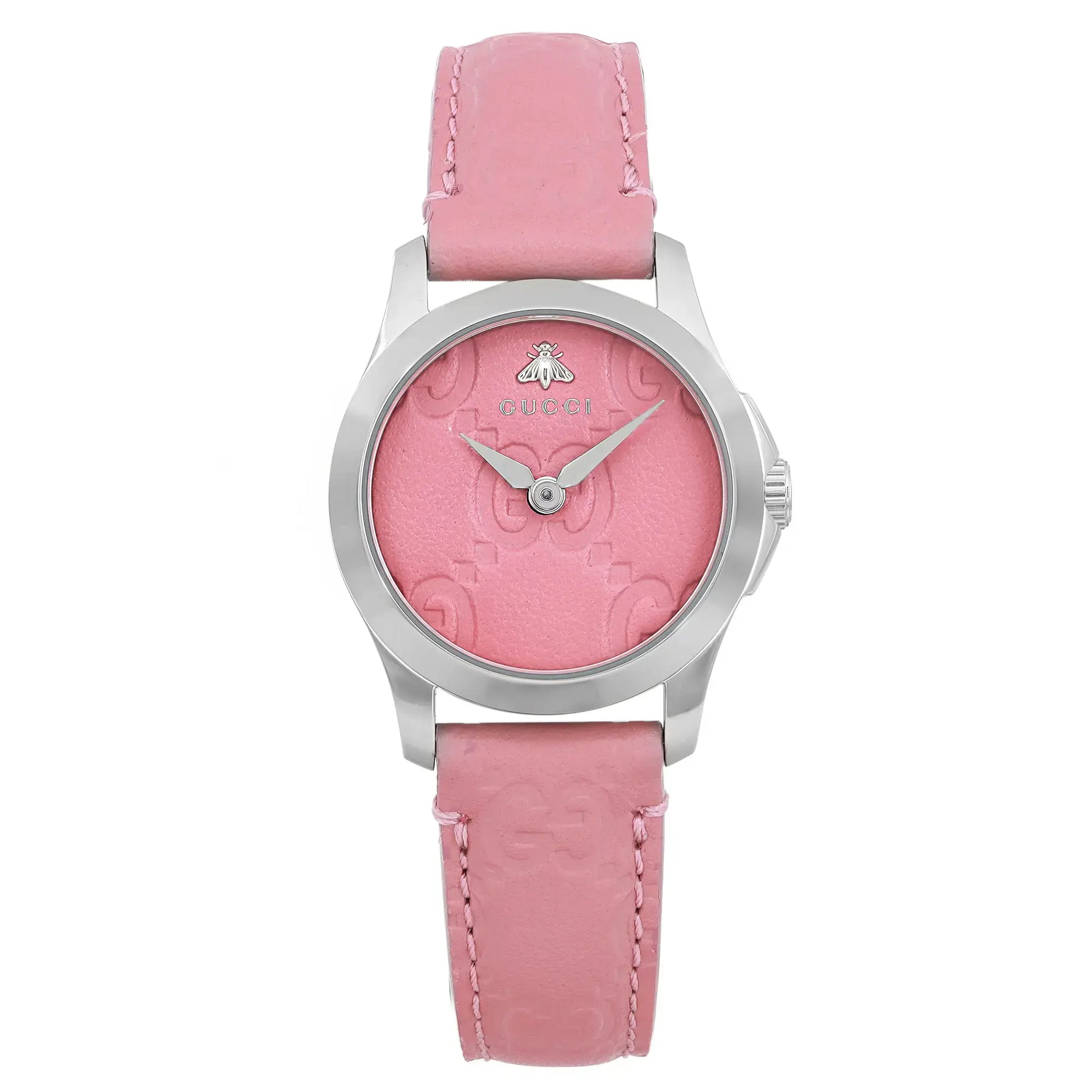 Front Full View Of Gucci YA126578 Stainless Steel Watch Unworn Condition