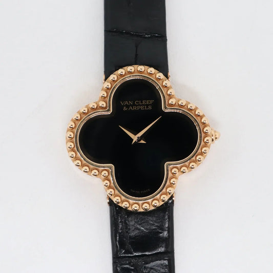 Van Cleef & Arpels Alhambra 18K Yellow Gold Onyx Quartz Ladies Watch VCARD21900