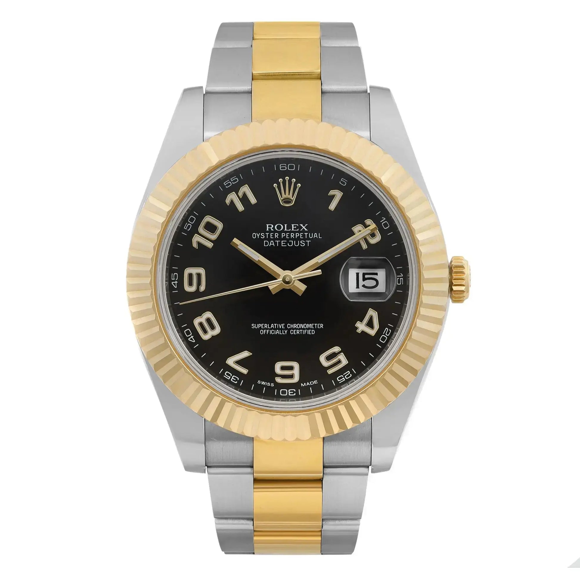 Front Full View Of Rolex 116333 bkao Stainless Steel Watch Pre Owned Condition