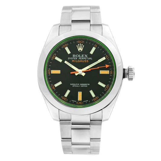 Front Full View Of Rolex 116400GV Stainless Steel Watch Unworn Condition