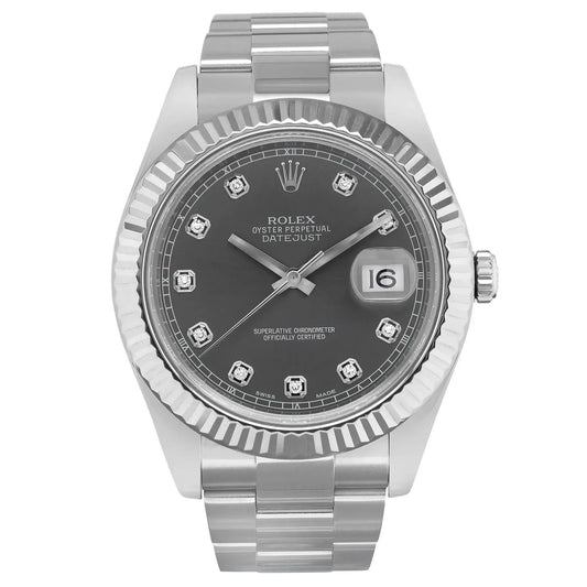 Front Full View Of Rolex 116334 RDO Stainless Steel Watch Pre Owned Condition