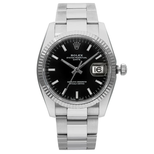 Front Full View Of Rolex 115234 Stainless Steel Watch Pre Owned Condition