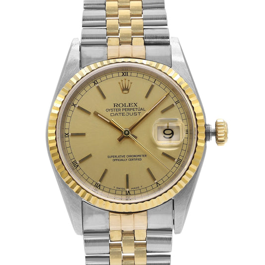 Up Close Front Facing Picture Of Rolex 16233 Stainless Steel Watch Pre Owned Condition