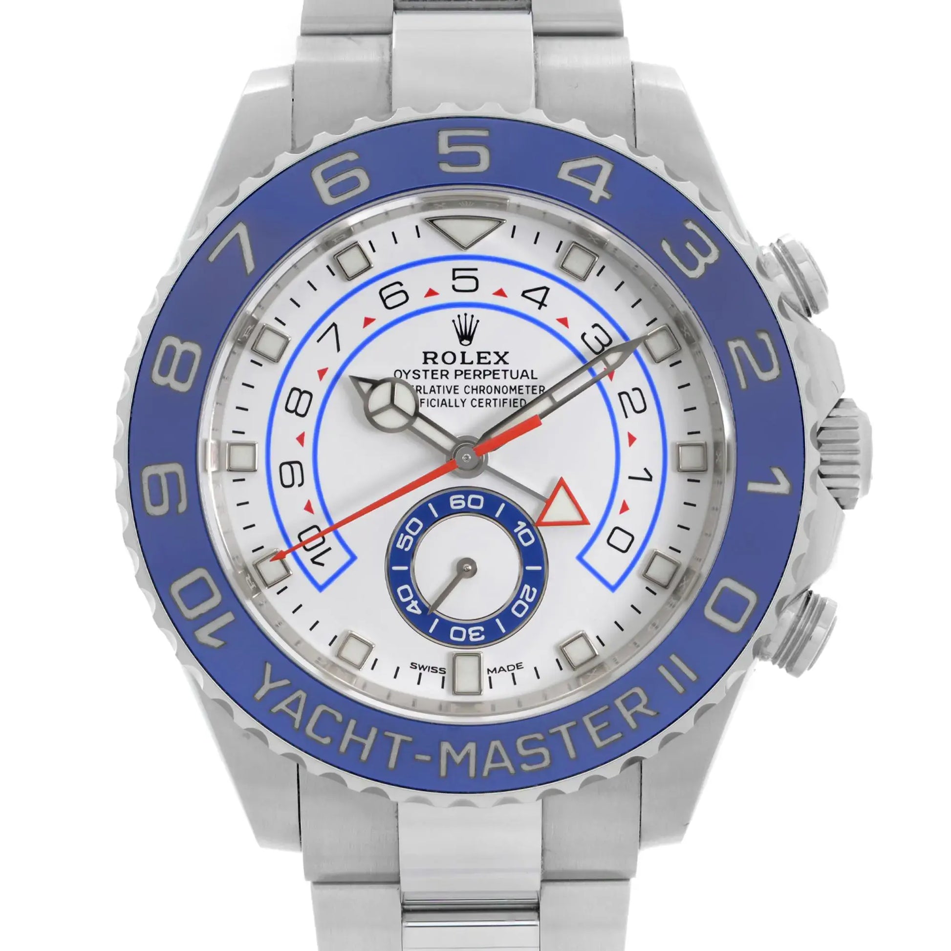 Up Close Front Facing Picture Of Rolex 116680 Stainless Steel Watch Pre Owned Condition