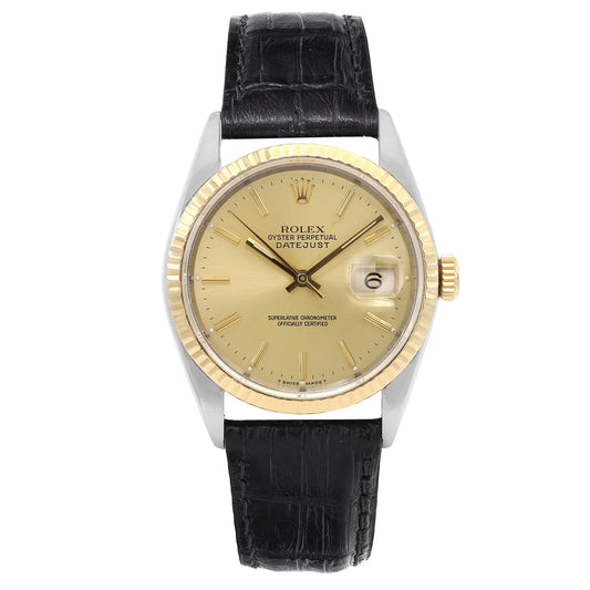 Front Full View Of Rolex 16233 Stainless Steel Watch Pre Owned Condition