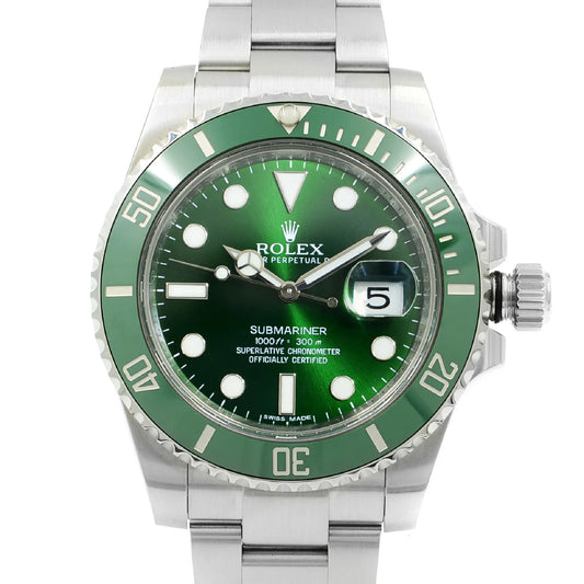 Up Close Front Facing Picture Of Rolex 116610LV Stainless Steel Watch Pre Owned Condition