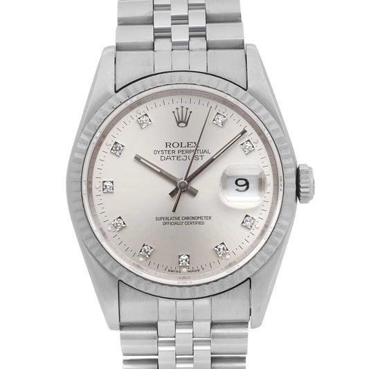 Up Close Front Facing Picture Of Rolex 16234 Stainless Steel Watch Pre Owned Condition