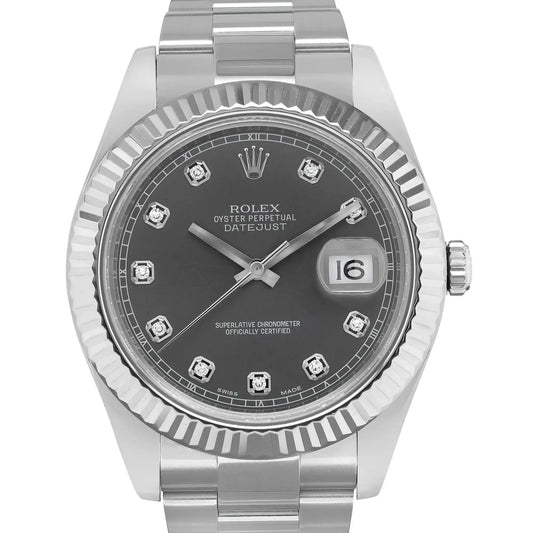 Up Close Front Facing Picture Of Rolex 116334 RDO Stainless Steel Watch Pre Owned Condition