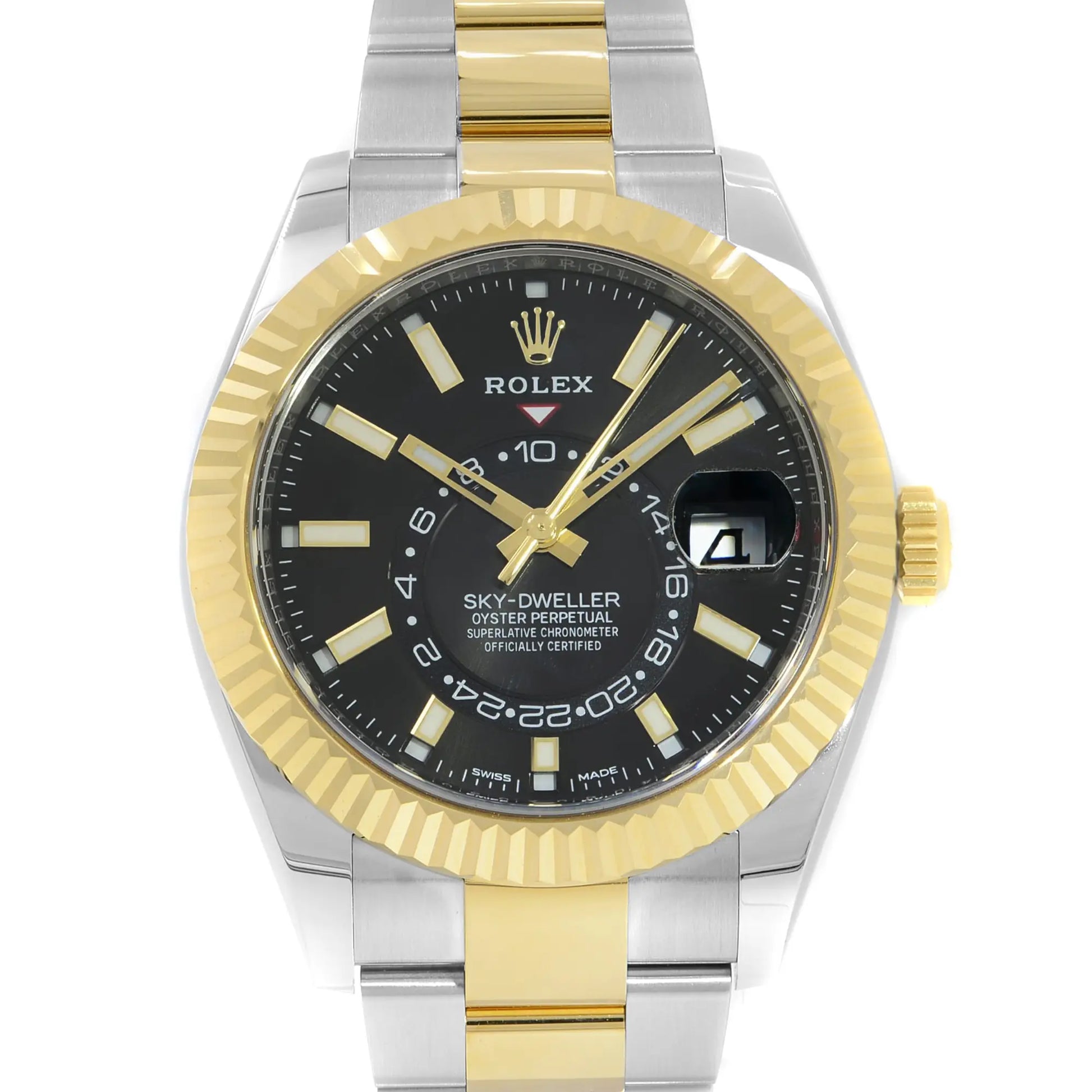 Up Close Front Facing Picture Of Rolex 326933 Stainless Steel Watch Pre Owned Condition