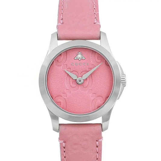 Up Close Front Facing Picture Of Gucci YA126578 Stainless Steel Watch Unworn Condition