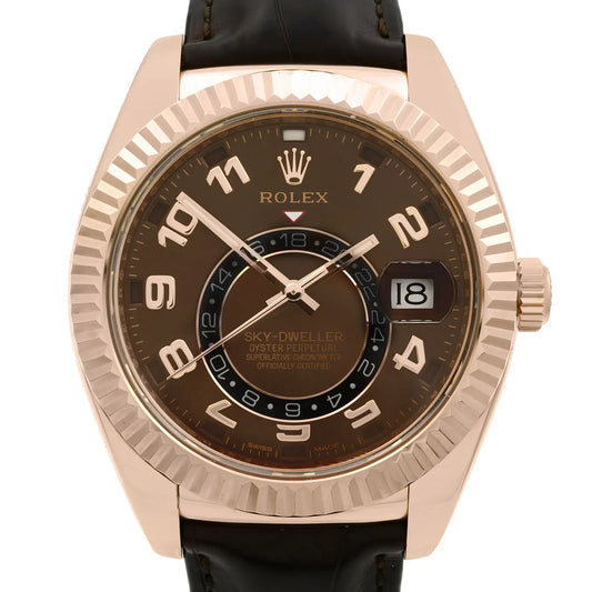 Up Close Front Facing Picture Of Rolex 326135 Rose Gold Watch Pre Owned Condition