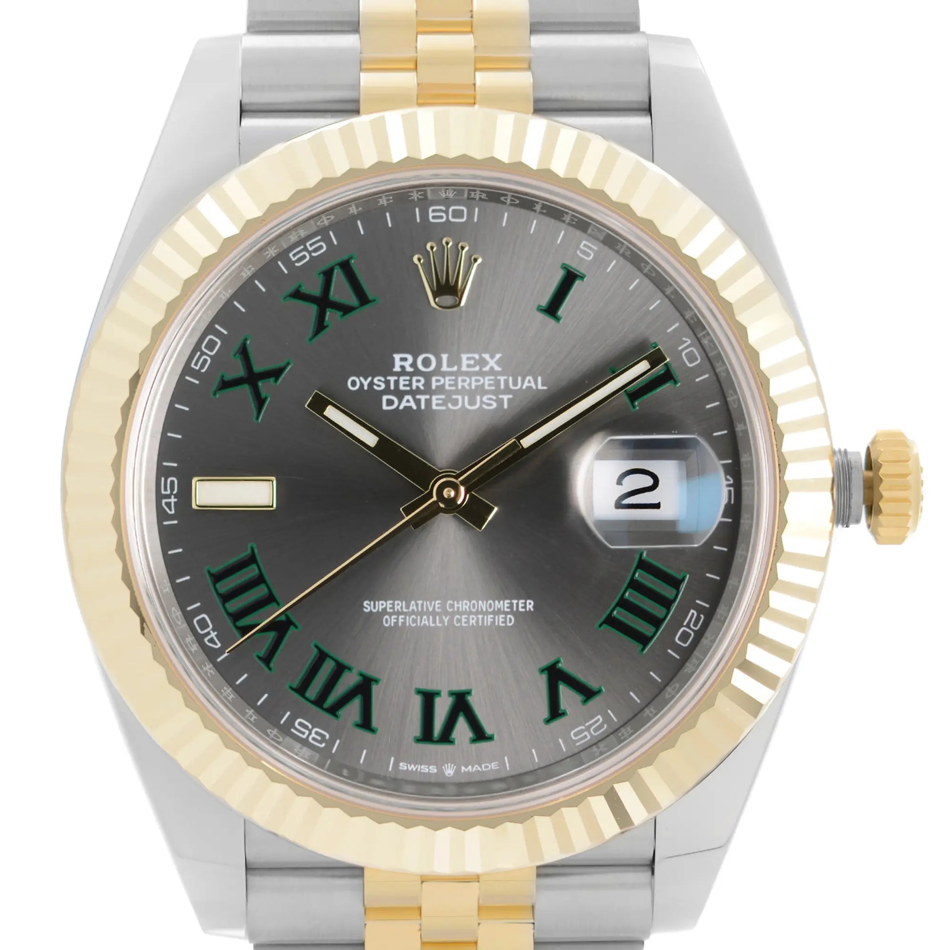 Up Close Front Facing Picture Of Rolex 126333 Stainless Steel Watch New Condition