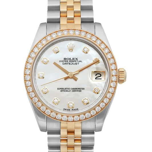 Up Close Front Facing Picture Of Rolex 178383 Stainless Steel Watch Pre Owned Condition