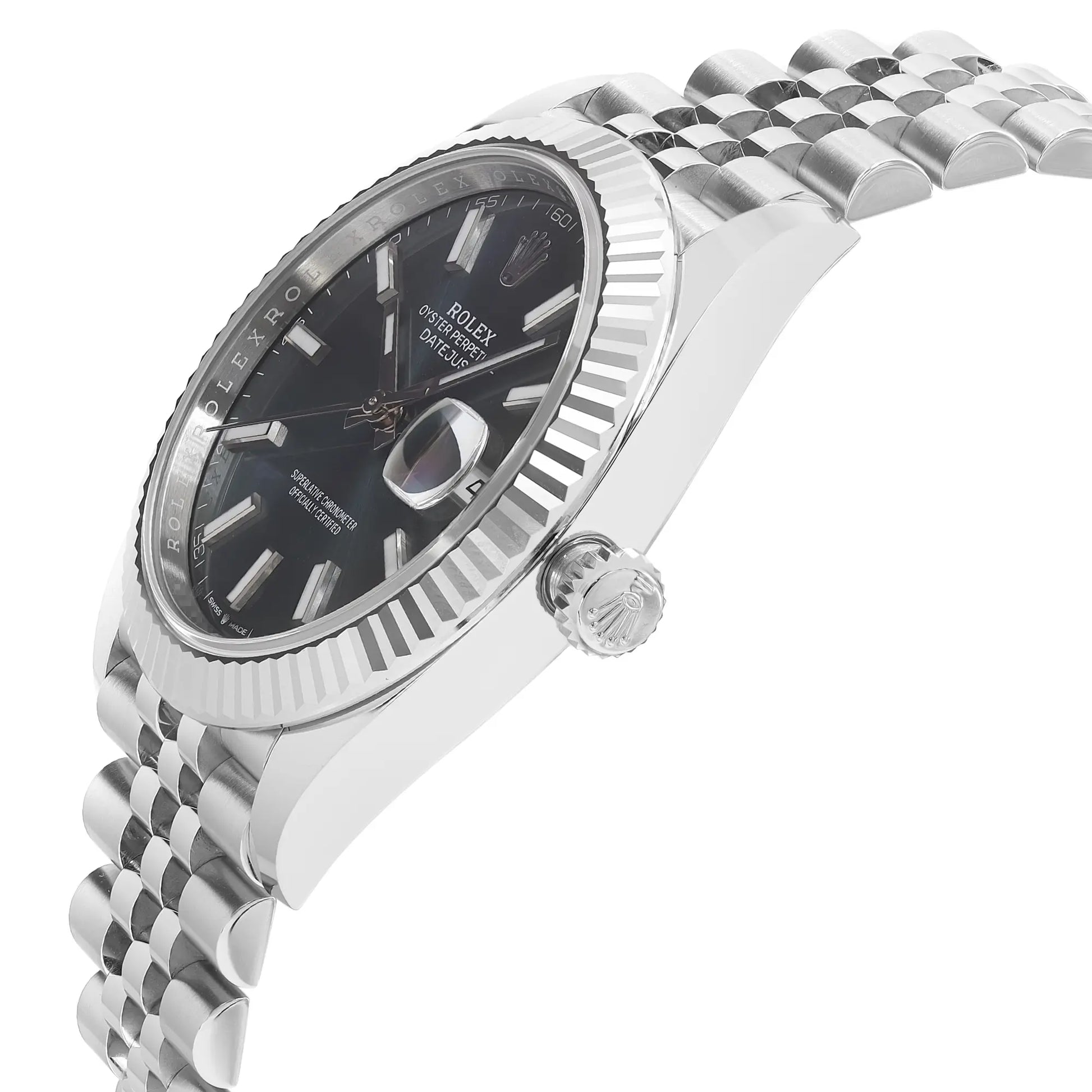 View Of Crown Facing Side Of Rolex m126334-0027 Stainless Steel Watch New Condition