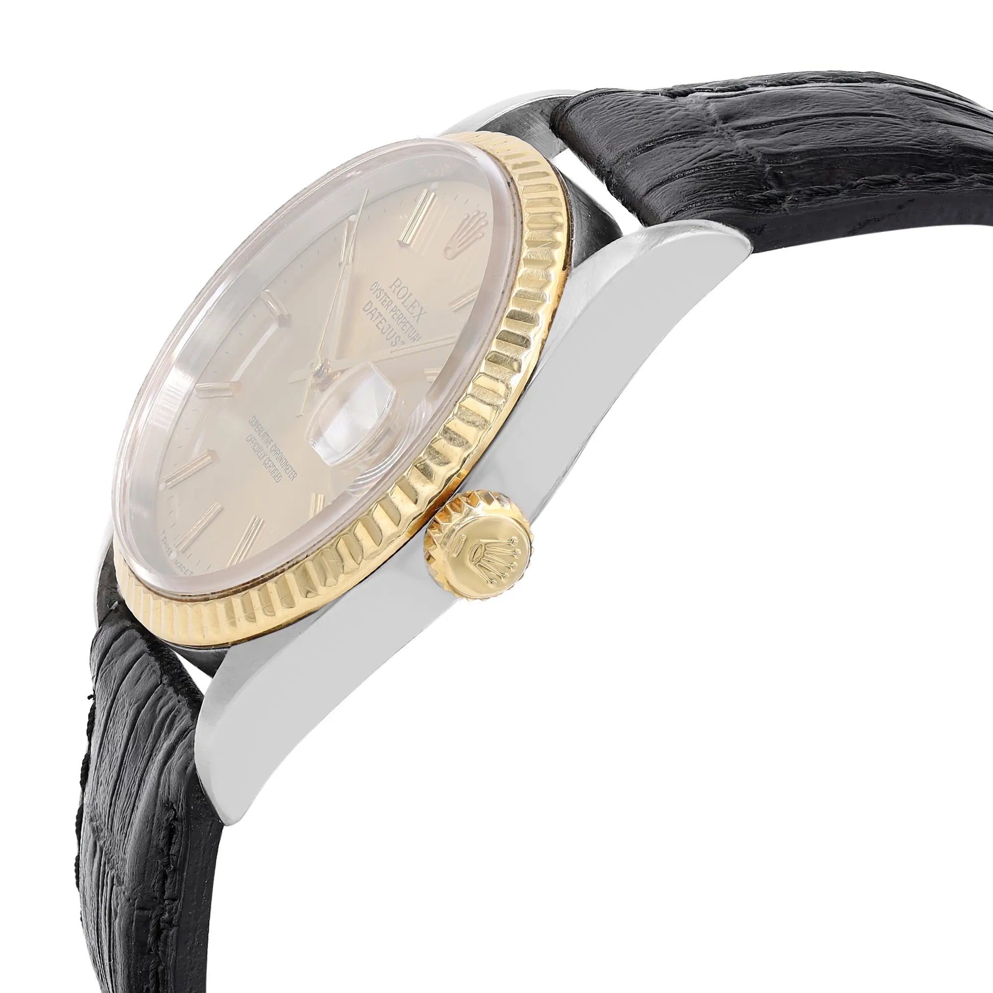 View Of Crown Facing Side Of Rolex 16233 Stainless Steel Watch Pre Owned Condition