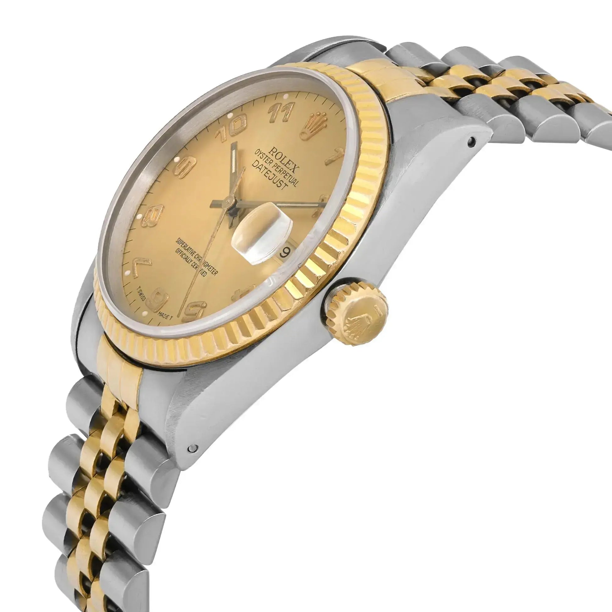 View Of Crown Facing Side Of Rolex 16233 Stainless Steel Watch Pre Owned Condition