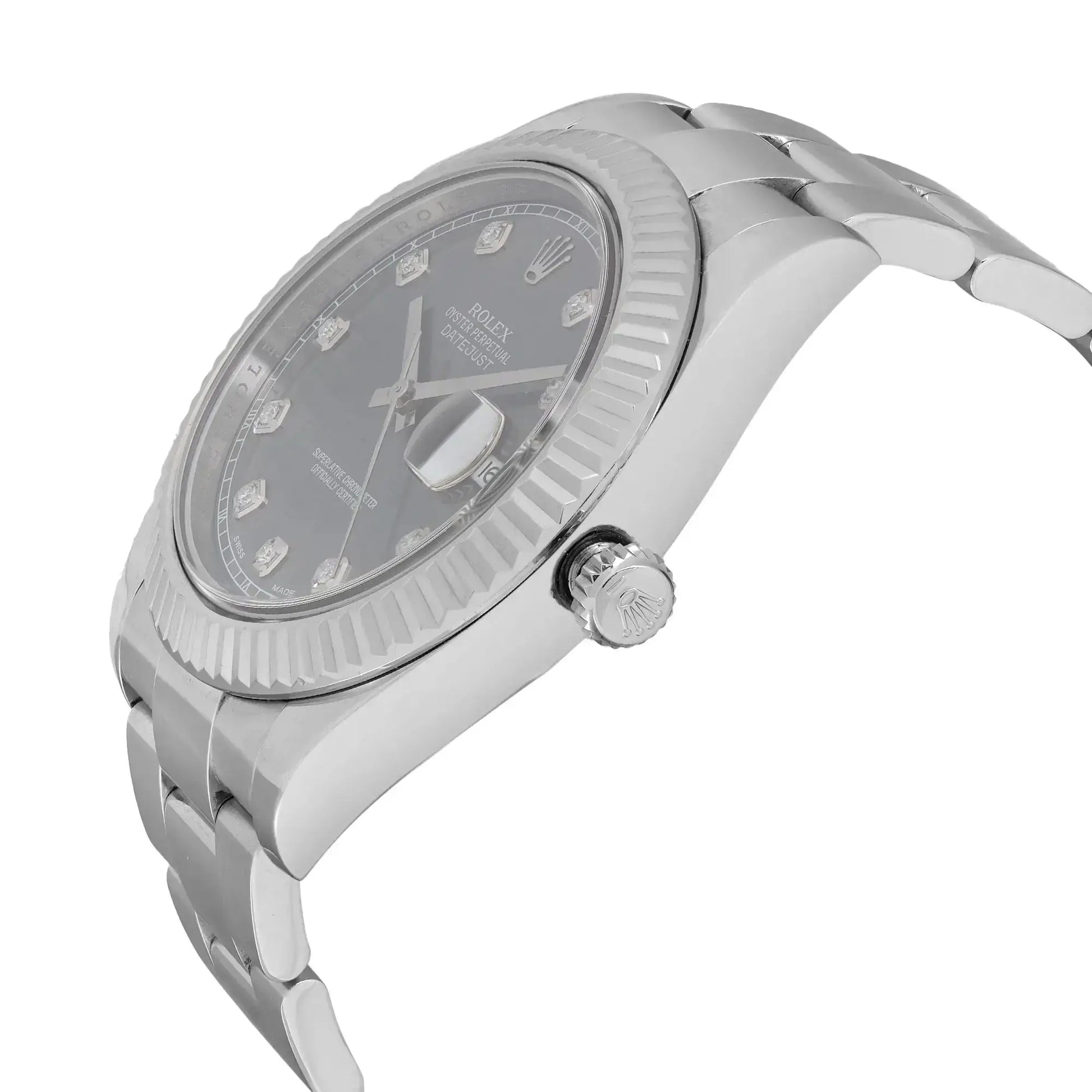 View Of Crown Facing Side Of Rolex 116334 RDO Stainless Steel Watch Pre Owned Condition