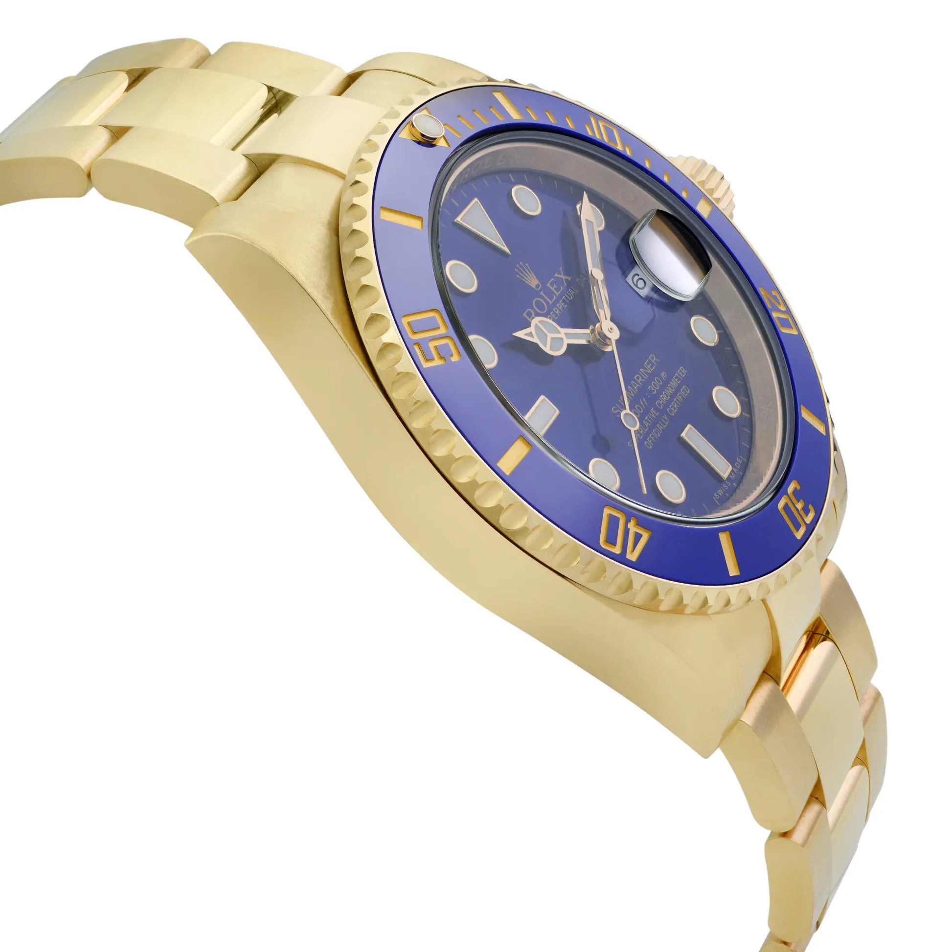 View Of Opposite Crown Facing Side Of Rolex 116618BL Gold 18kt Watch Pre Owned Condition