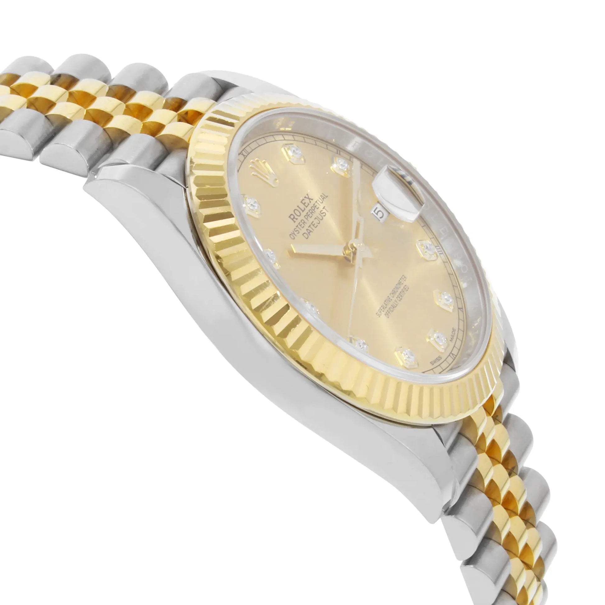 View Of Opposite Crown Facing Side Of Rolex 126333 Stainless Steel Watch Pre Owned Condition