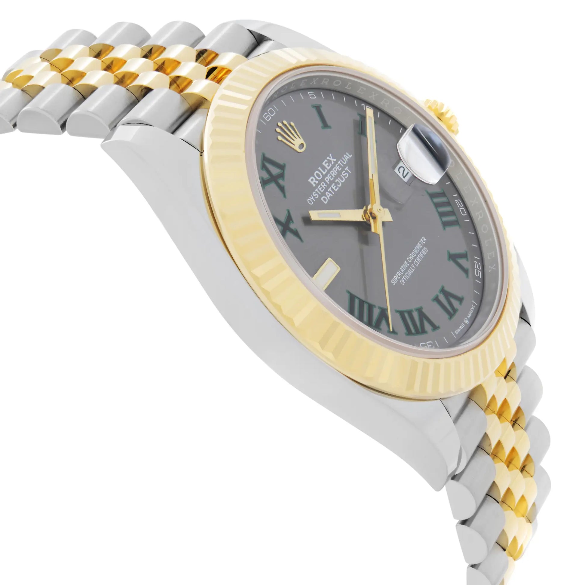 View Of Opposite Crown Facing Side Of Rolex 126333 Stainless Steel Watch New Condition