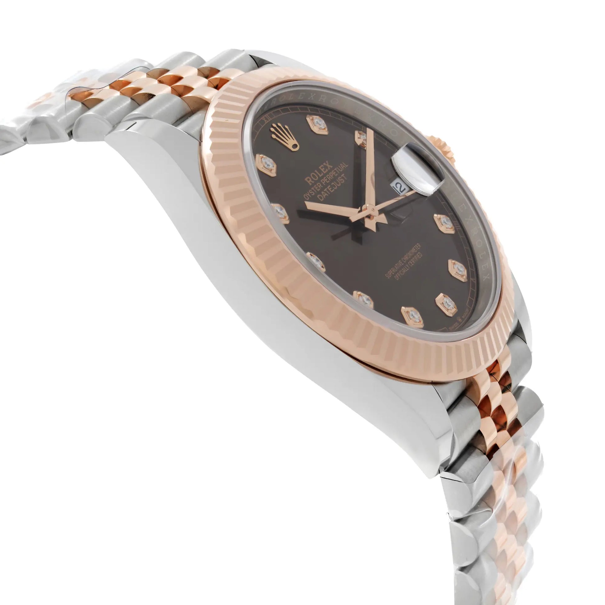 View Of Opposite Crown Facing Side Of Rolex 126331 Stainless Steel Watch New Condition