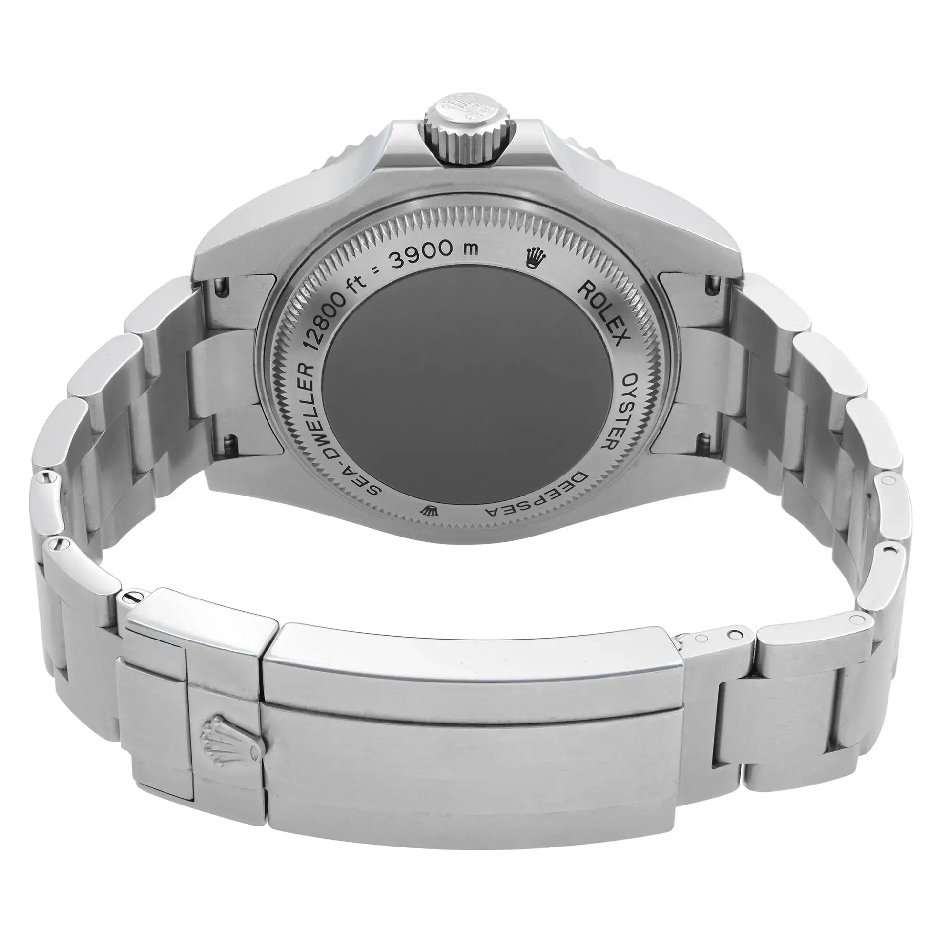 Back View Of Solid Back Case And Closed Stainless Steel Band Of Rolex 116660 Watch Pre Owned Condition