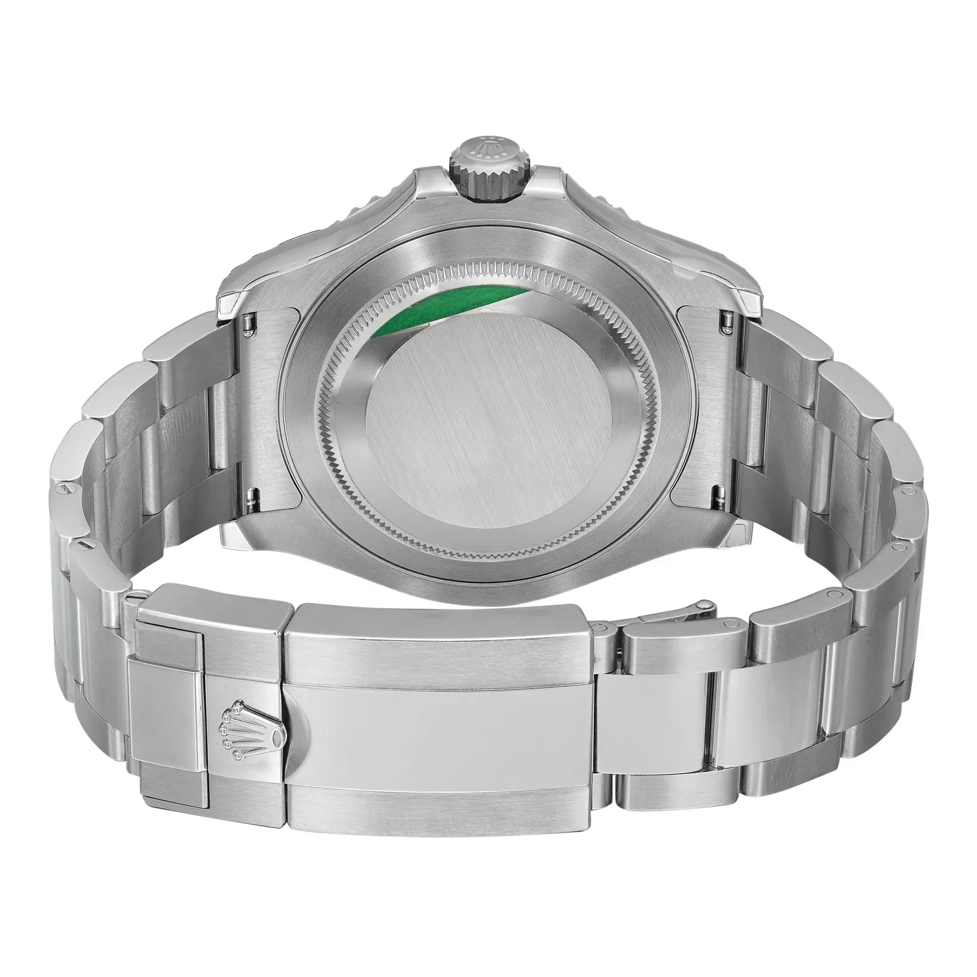 Back View Of Solid Back Case And Closed Stainless Steel Band Of Rolex 126622 Watch New Condition