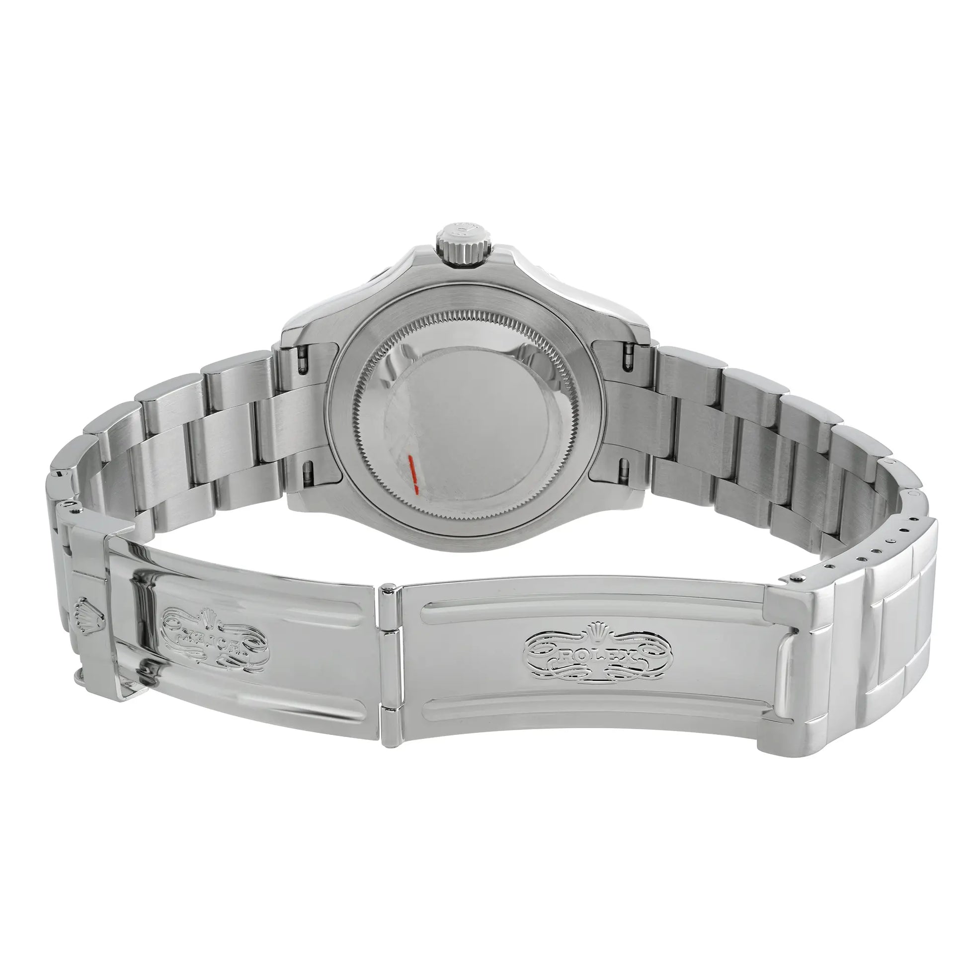 Back View Of Solid Back Case And Open Stainless Steel,Platinum Band Of Rolex 16622 Watch Pre Owned Condition