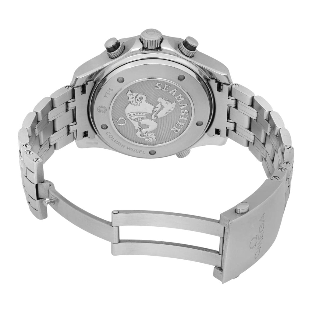 Back View Of Screwback Back Case And Open Stainless Steel Band Of OMEGA 212.30.44.50.01.001 Watch Pre Owned Condition